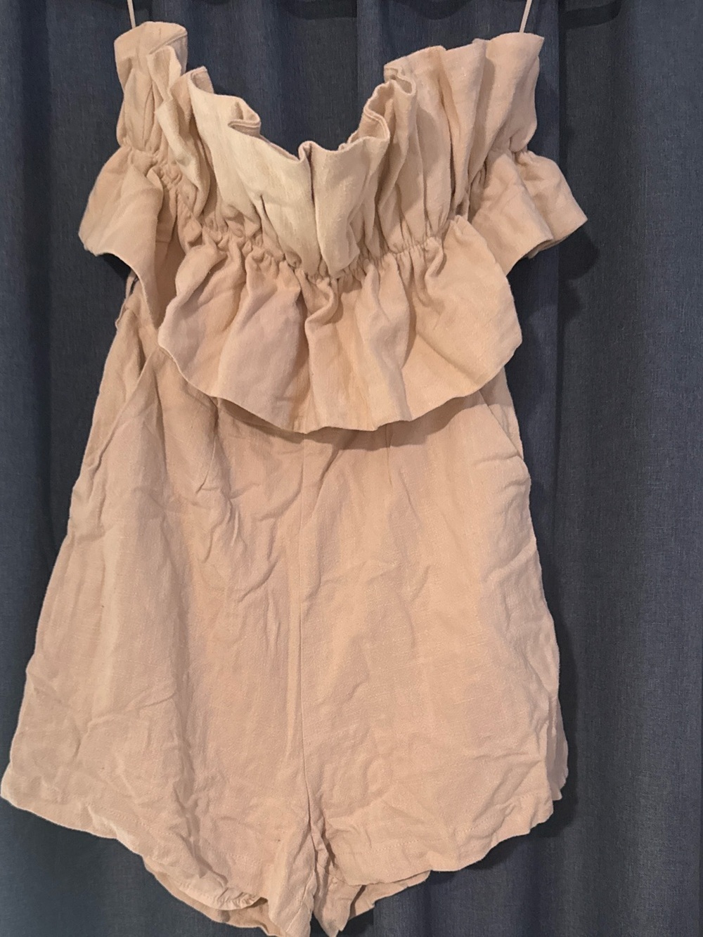 Mittoshop Linen Blend Ruffle Romper NWT